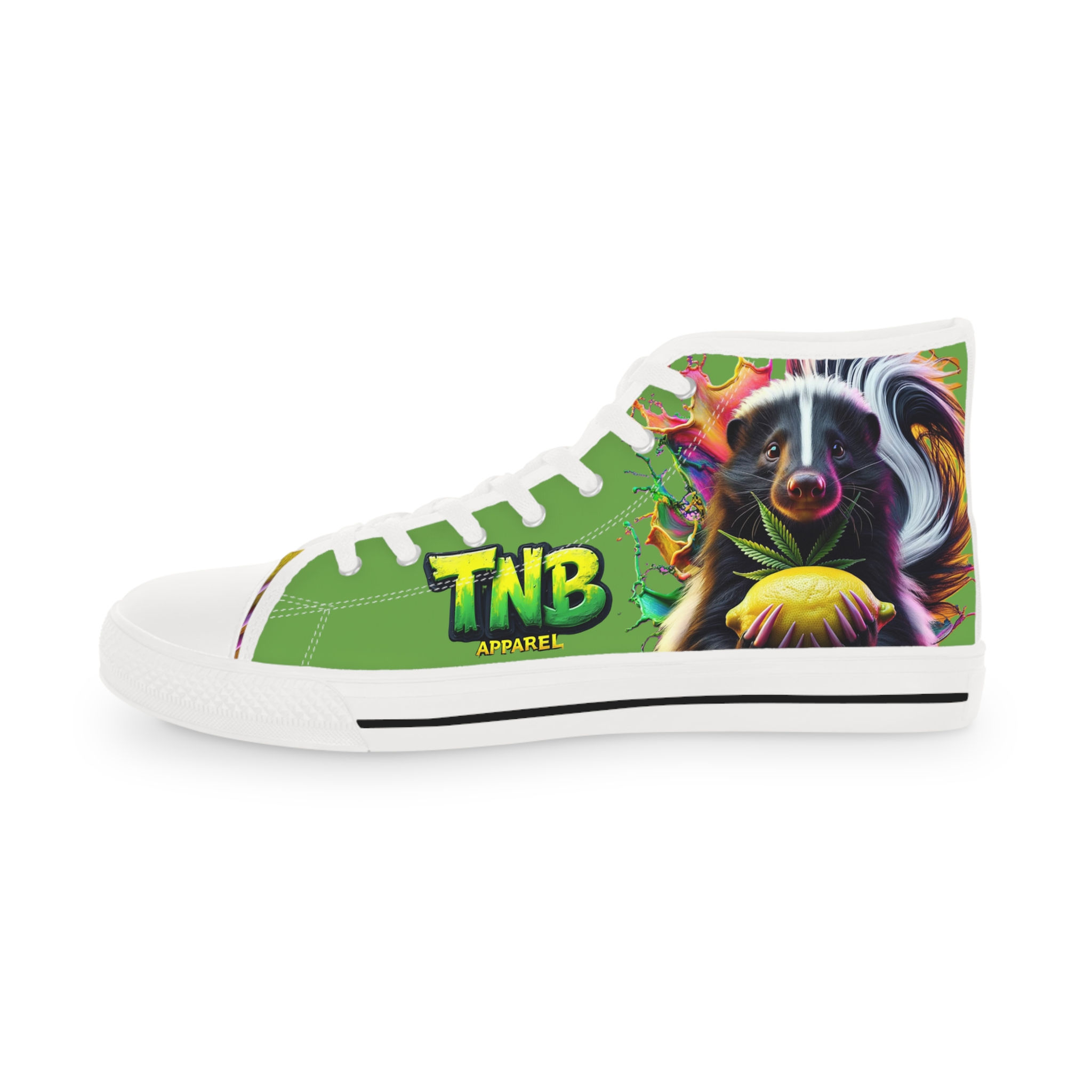 TRUTH NO BOOF© Lemon Skunk High-Top Sneakers — Bold Colorful Lemon Skunk Print