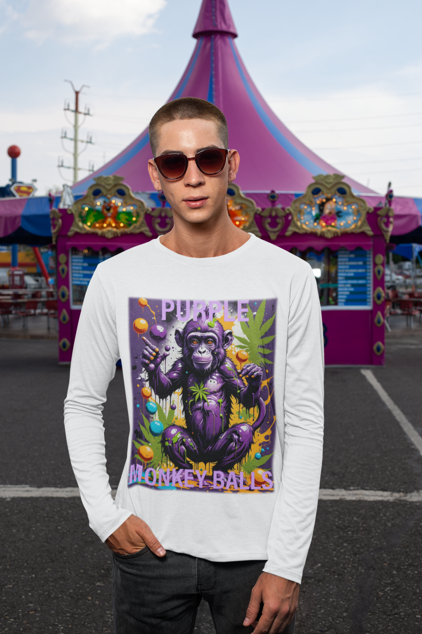 TRUTH NO BOOF© Purple Monkey Balls Unisex Long Sleeve Tee