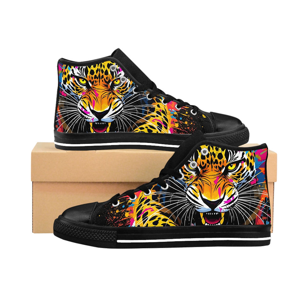 TRUTH NO BOOF© Leopard Face High-Top Sneakers — Bold Colorful Animal Print Men