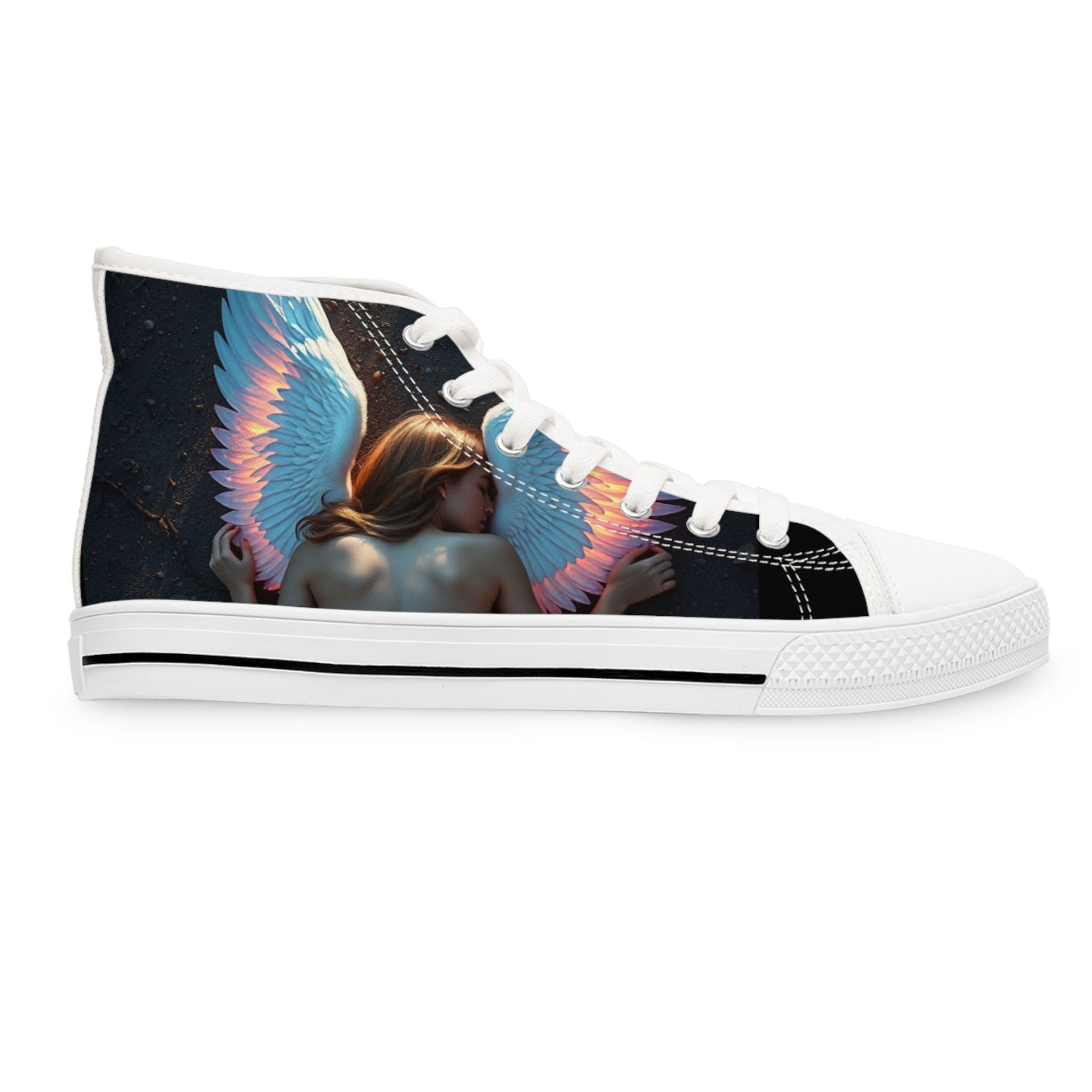 CustomDesigns.AI Angel Wings Women's High Top Sneakers - Stylish Footwear