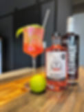 Blended raspberry gin cocktail with watermelon, mint and lime served in a glass