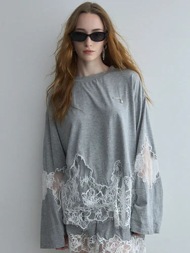10月下旬予約商品] LACE DOCKING LONG TEE（JOSE MOON） | BELINDA
