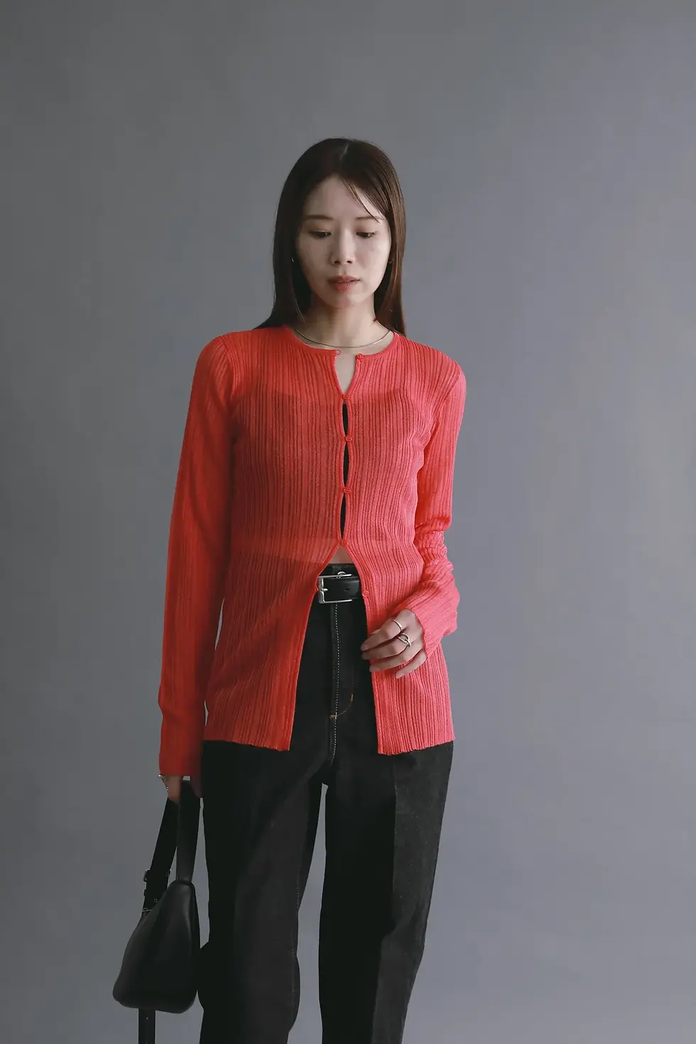 サムネイル： shiny sheer knit cardigan ( louren)