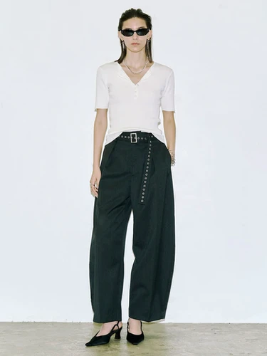 HALF SLEEVE RIB KNIT (JOSE MOON) | BELINDA