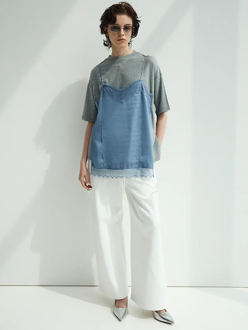 サムネイル： LACE CAMI TRIM TSHIRT (JOSE MOON)