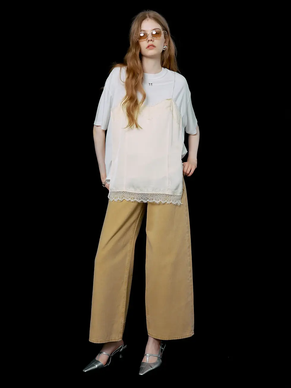 サムネイル： LACE CAMI TRIM TSHIRT (JOSE MOON)