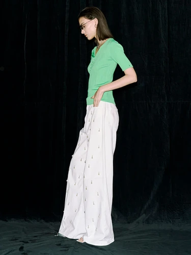HALF SLEEVE RIB KNIT (JOSE MOON) | BELINDA