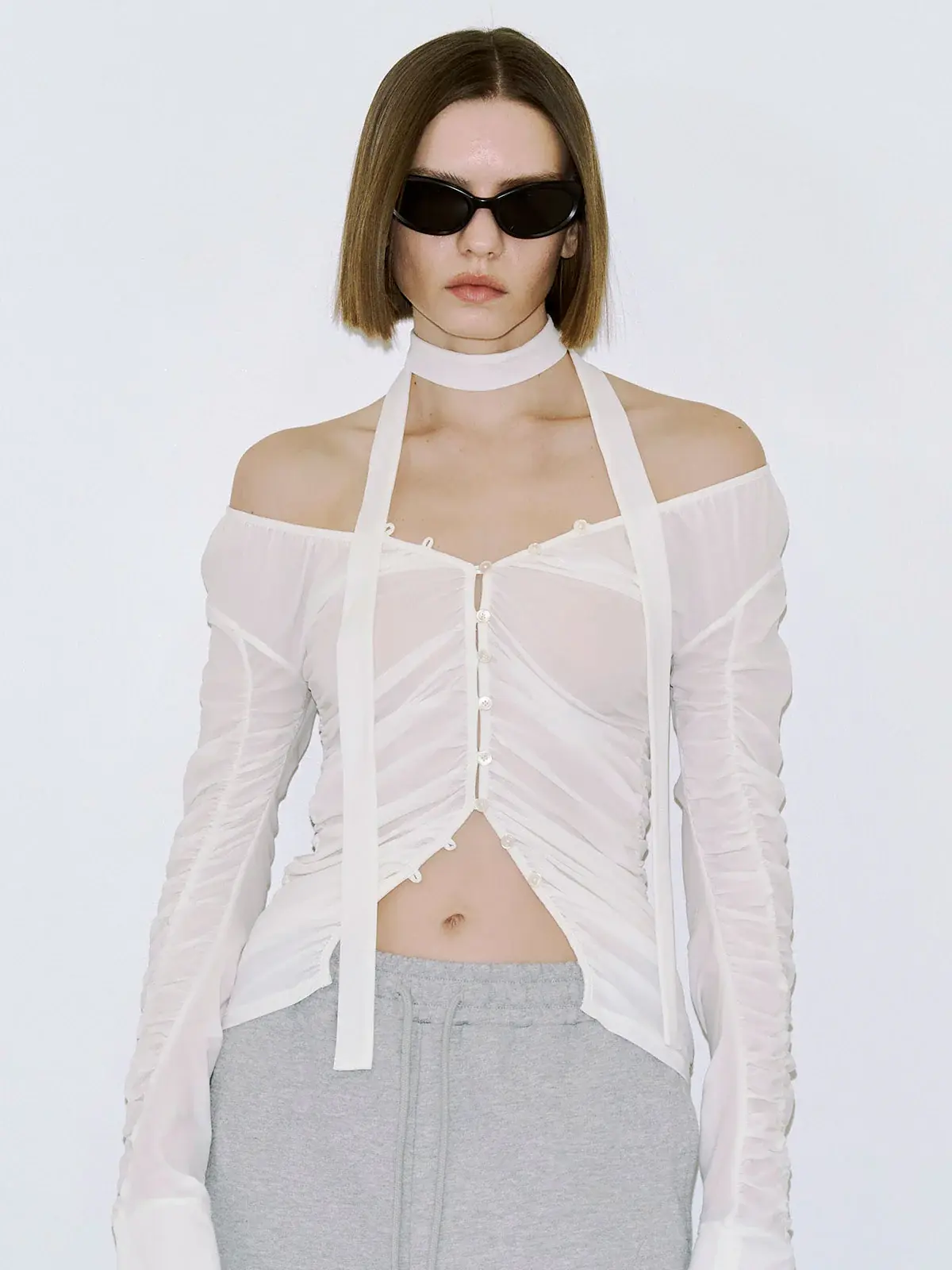 SPLIT GATHERS CHOKER TOPS (JOSE MOON)