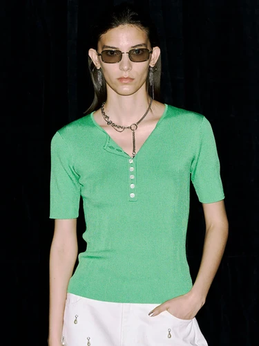 HALF SLEEVE RIB KNIT (JOSE MOON) | BELINDA