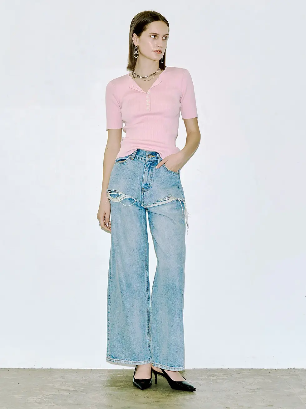 サムネイル： HALF SLEEVE RIB KNIT (JOSE MOON)
