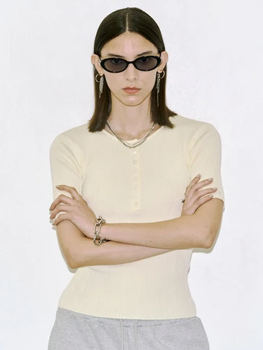 HALF SLEEVE RIB KNIT (JOSE MOON) | BELINDA