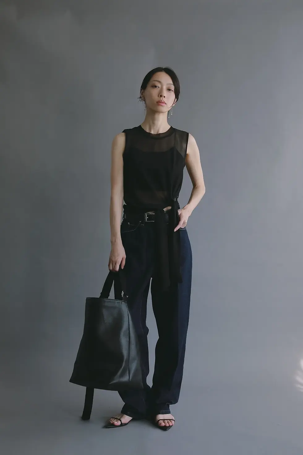 サムネイル： waist tie sheer tops (louren)