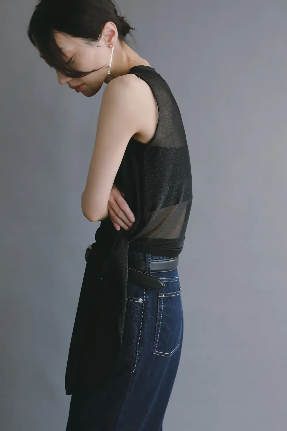 サムネイル： waist tie sheer tops (louren)