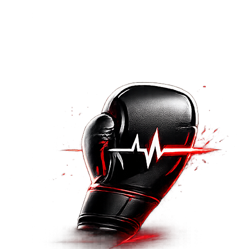 Black boxing glove with a red heartbeat line for boxing fitness Christchurch