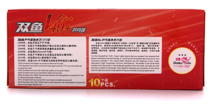 Thumbnail: Double Fish V40+ Volant 3 Stars Table Tennis Ball - Pack of 10 Balls