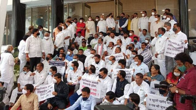 Maharashtra legislative assembly suspended 12MLAs for a year after they found “misbehaving” with presiding officer Bhaskar Jadhav