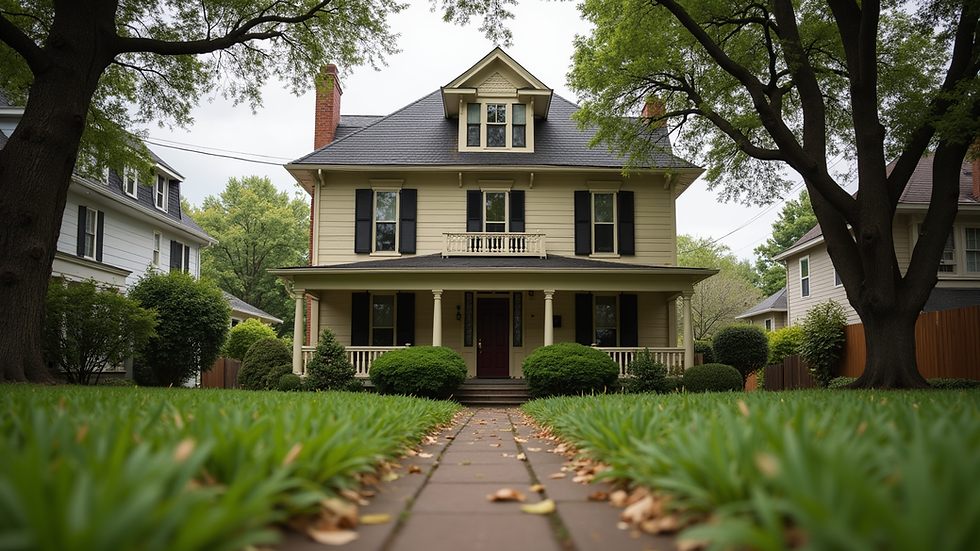 Eye-level view of a historic home in Angelina Heights