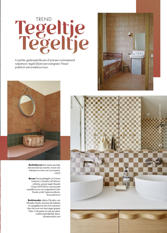 publicatie ELLE Decoration badkamer fotografie design tegeltjes en golf design