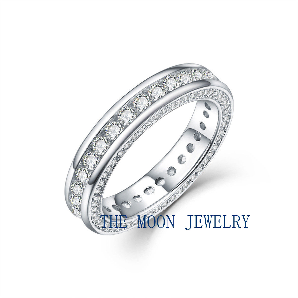 925純銀鍍18K白金高級仿鑽混身戒指