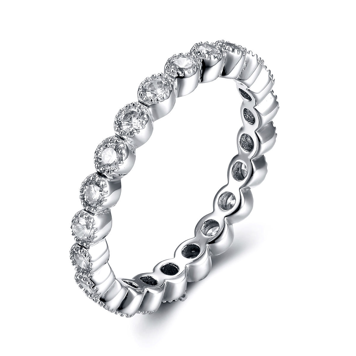 925純銀鍍18K金高級仿鑽混身戒指