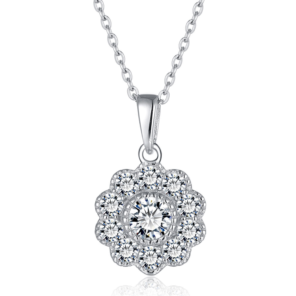 925純銀鍍白金高級仿鑽英式珠邊吊咀