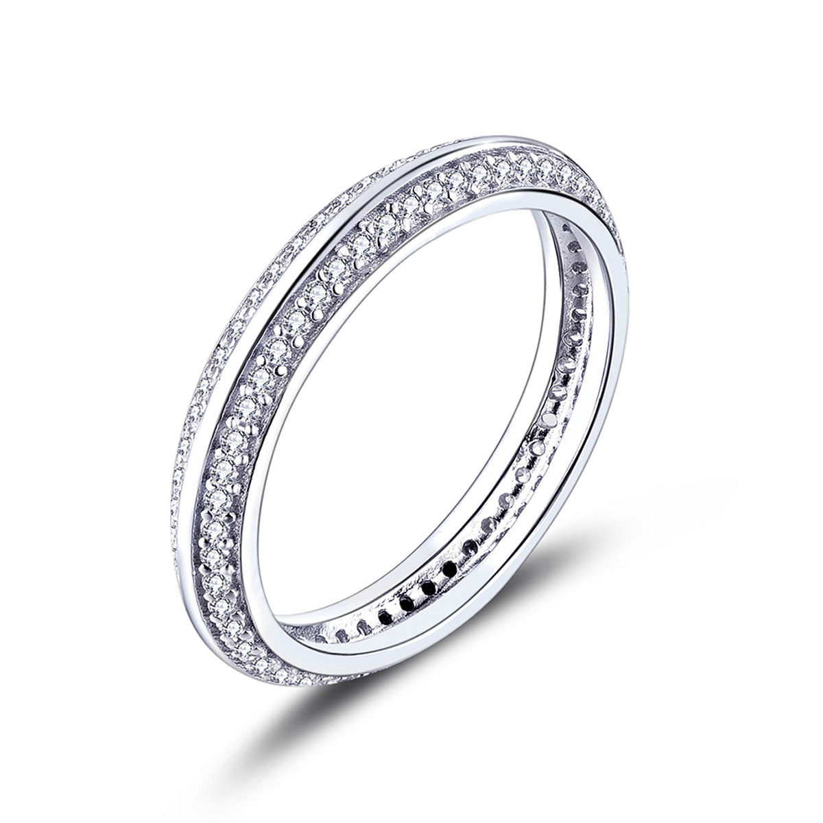 925純銀鍍18K白金高級仿鑽混身戒指