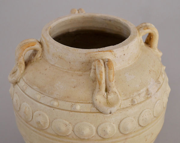 中国美術 陶磁器 | 北方青磁パルメット文四耳壺 北斉 6C