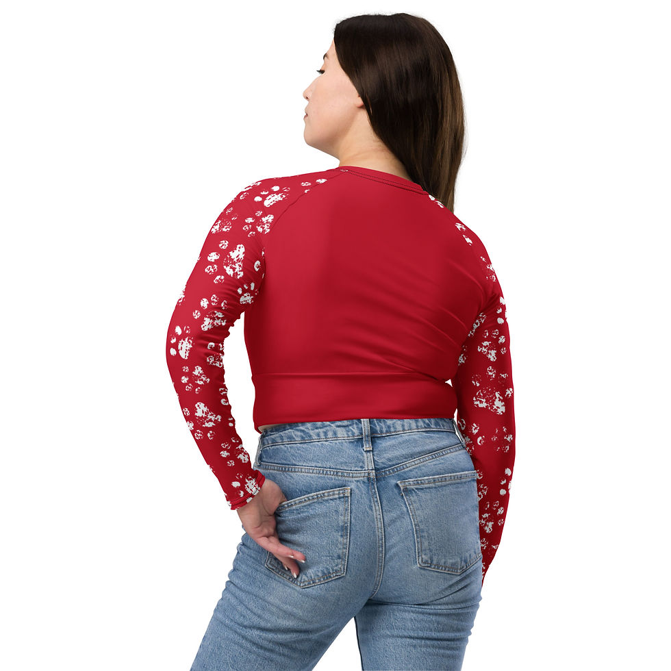 Thumbnail: Red Paw Long-Sleeve Crop Top