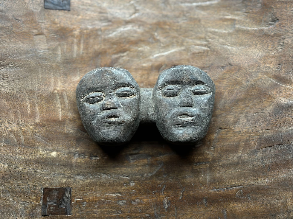 Nagaland ethnic minority antique wood carving double dead man