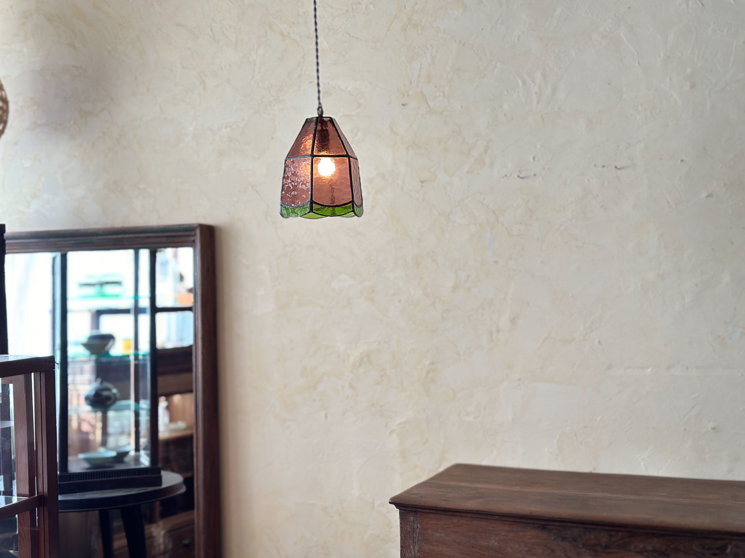 Japan vintage Stained Glass Pendant Light