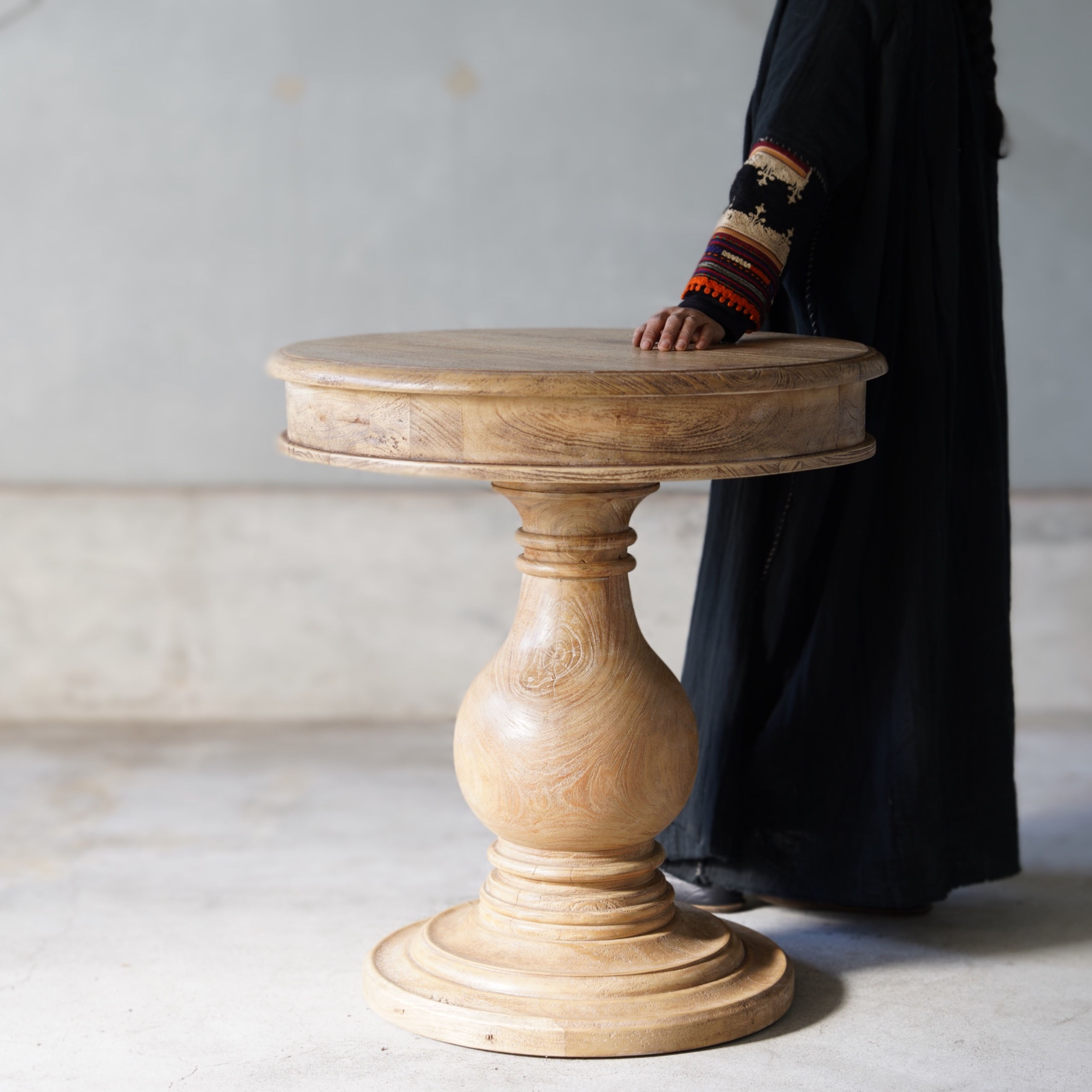Antique Indian wood reclimed round table