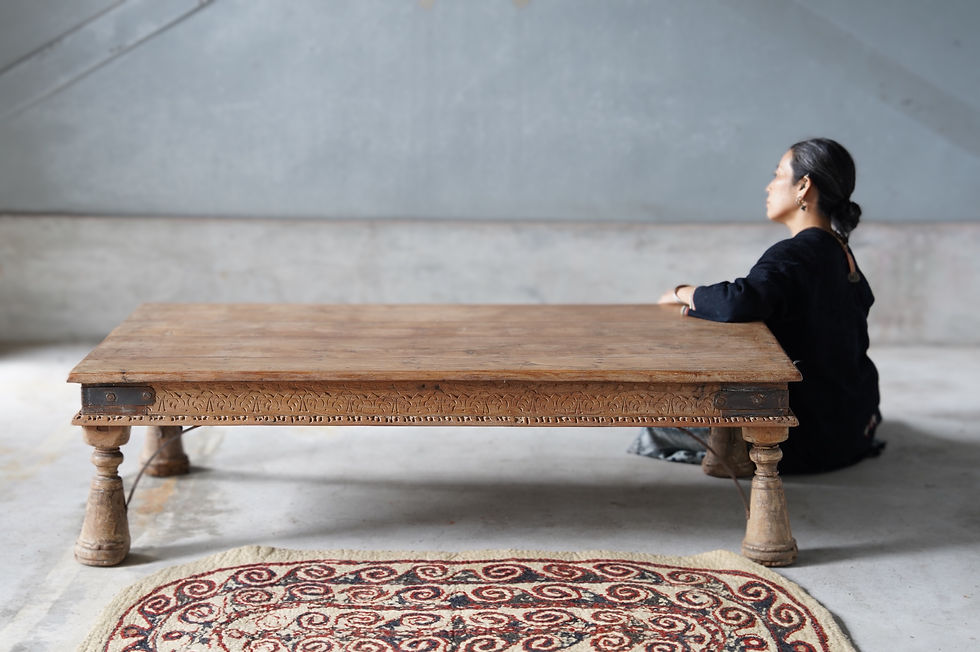 サムネイル： India antique teakwood low table