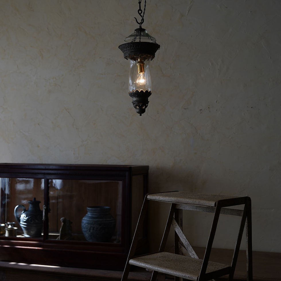 サムネイル： Antique India brass × Glass dome pendant light
