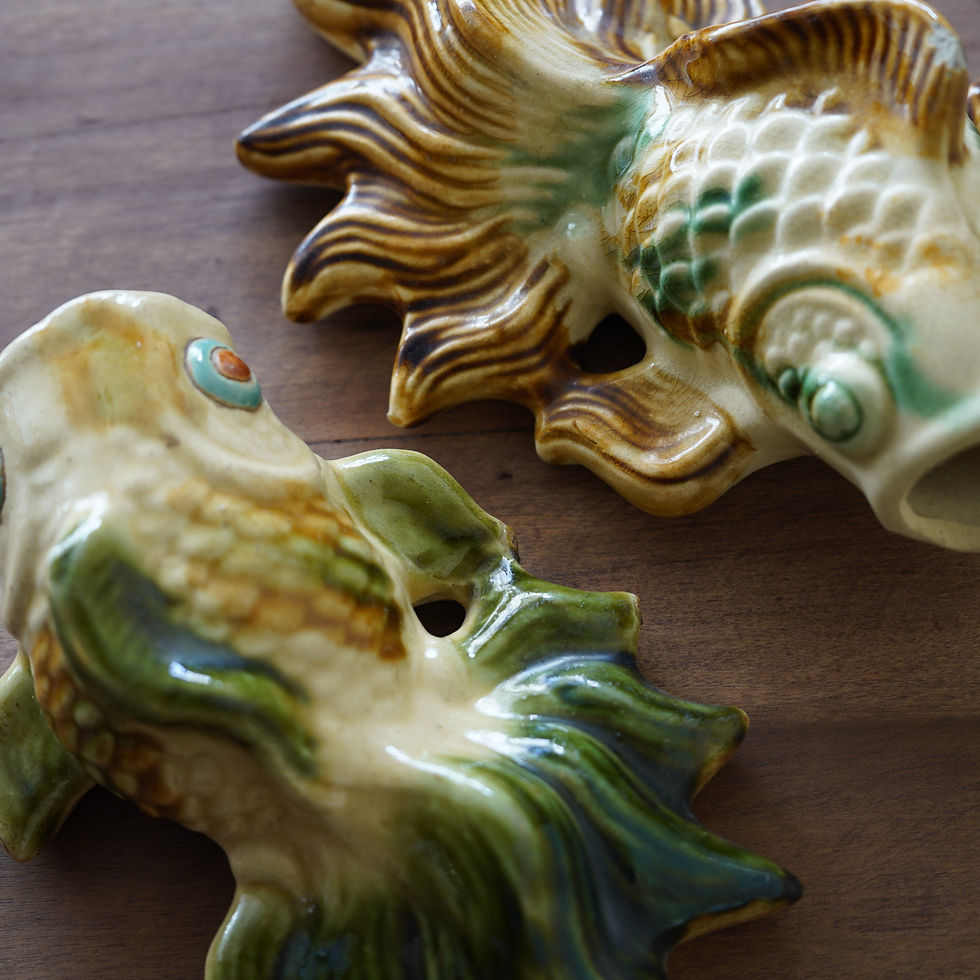 サムネイル： ベトナム ヴィンテージ 陶器製魚オブジェ①