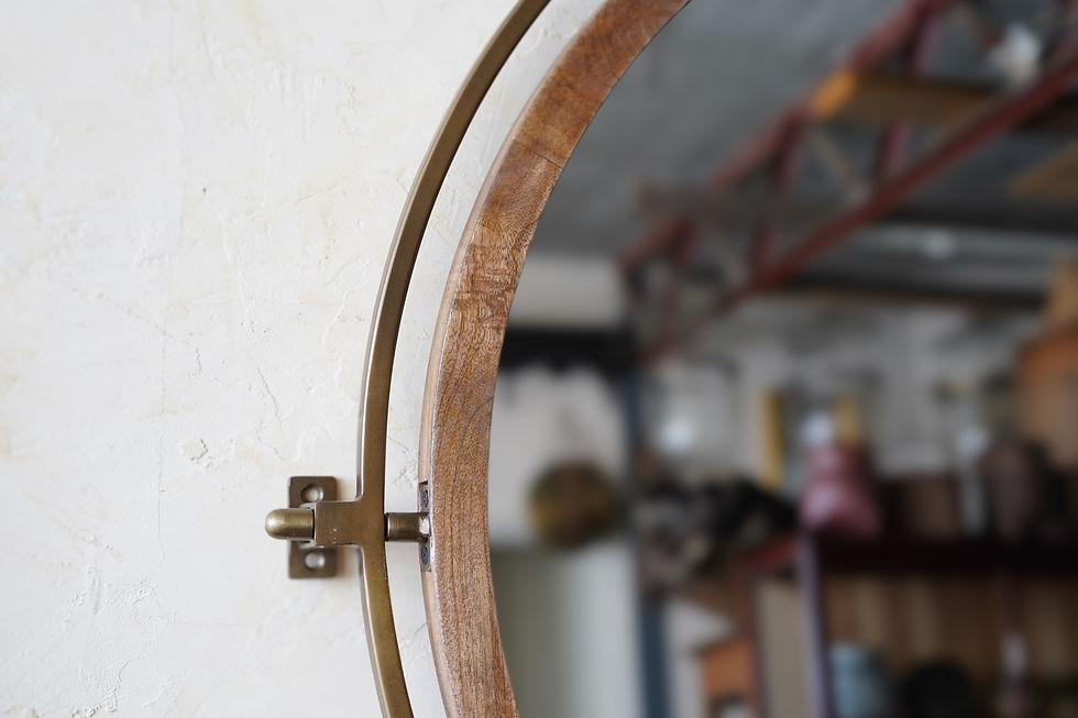 サムネイル： India antique teakwood and blass flame reclaimed mirror ⑥