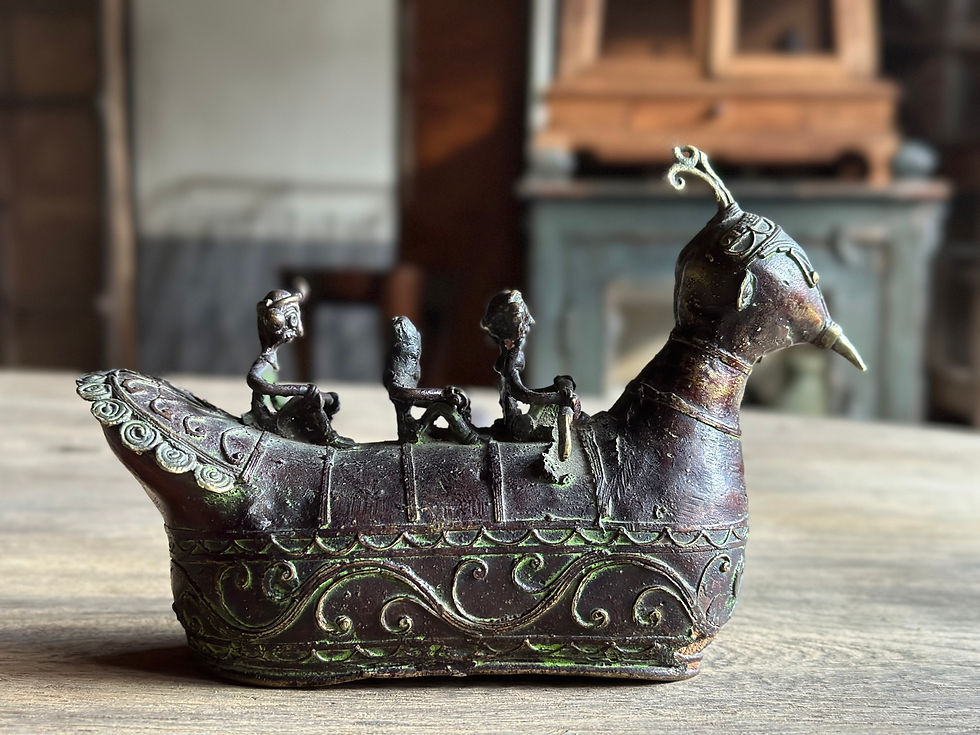 India antique brass object birdship