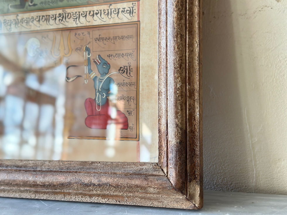 サムネイル： india antique handpaint with wooden flame