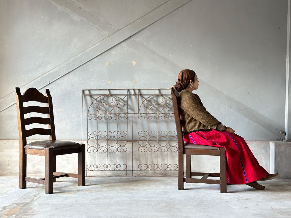 サムネイル： vintage wood×leather chair set
