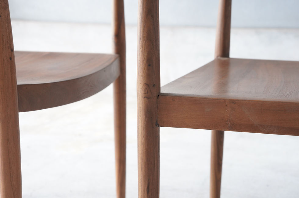 サムネイル： Indian antique teak wood recrimed dining chair ④#