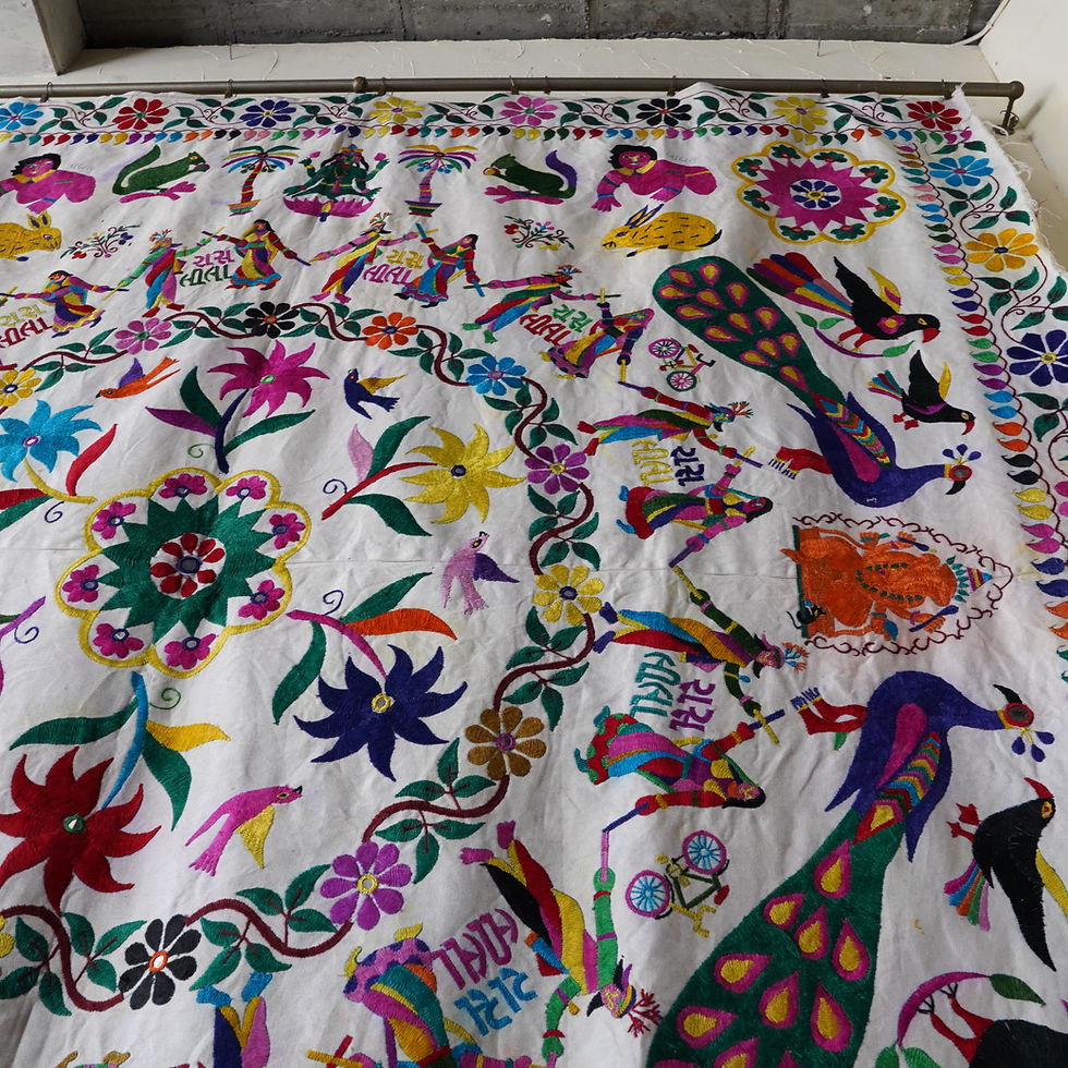 サムネイル： インド ヴィンテージトーラン 手刺繍ファブリックa