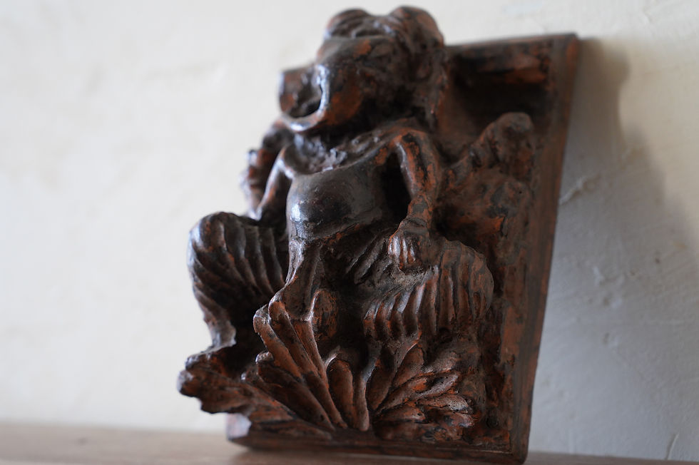サムネイル： india antique wooden ganesha wall object