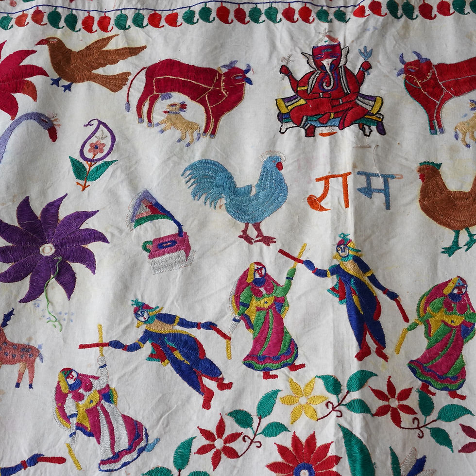 サムネイル： インド ヴィンテージトーラン 手刺繍ファブリックb