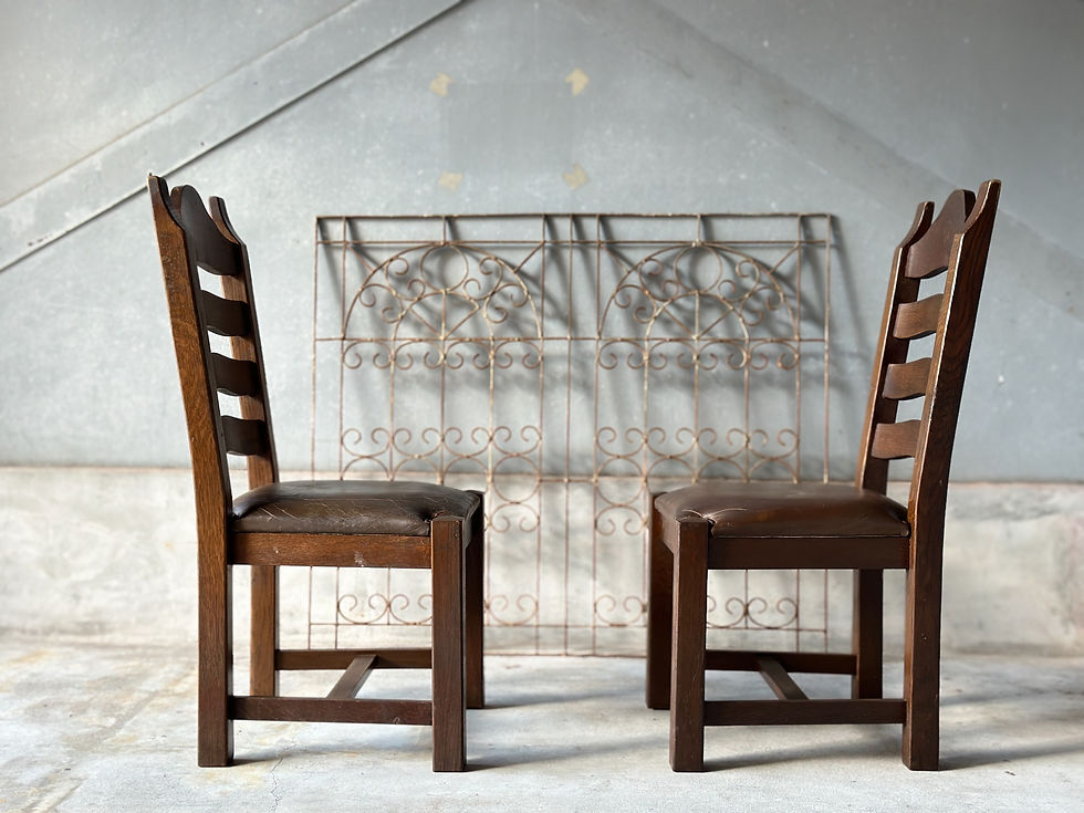 サムネイル： vintage wood×leather chair set