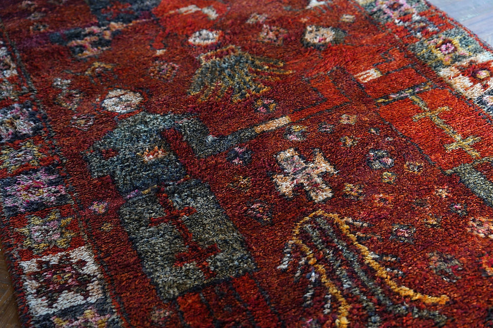 サムネイル： Turkish Nomad Vintage Kurdish Herki Tribe wool rug