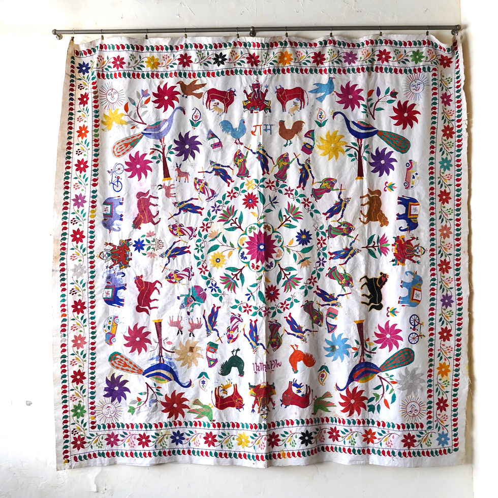 サムネイル： インド ヴィンテージトーラン 手刺繍ファブリックb