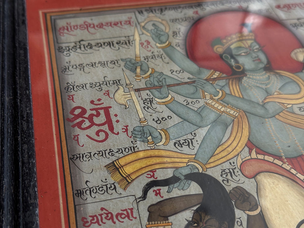 サムネイル： india antique handpaint with wooden flame