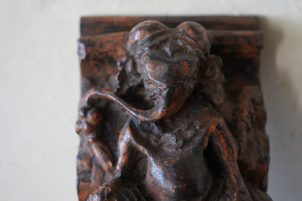 サムネイル： india antique wooden ganesha wall object