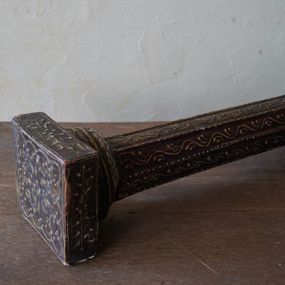 サムネイル： インド ヴィンテージ 木製デコラティブピラーセット