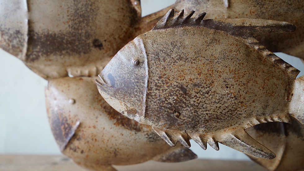 サムネイル： Indian handmade iron fish wall hanging object