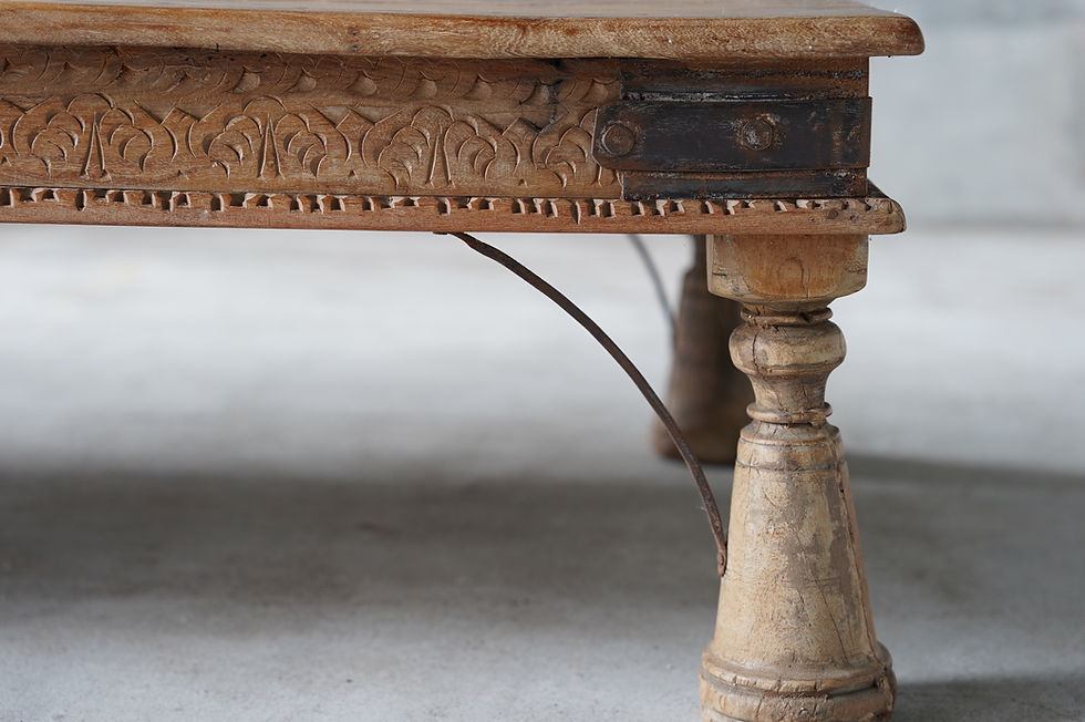 サムネイル： India antique teakwood low table